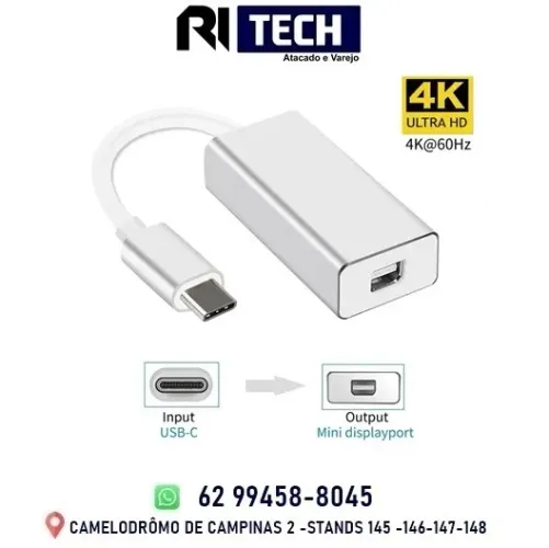 Adaptador USB 3.1 Tipo C Para Mini DisplayPort Monitor Projetor