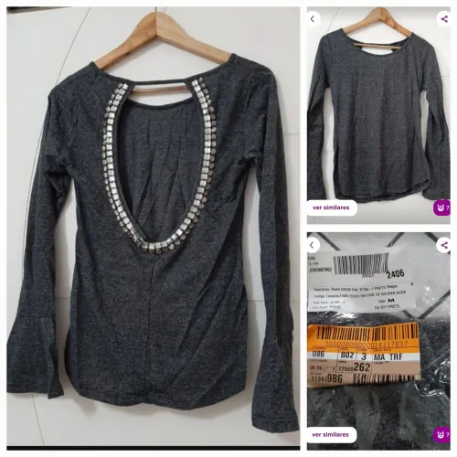 blusa manga longa com decote costas