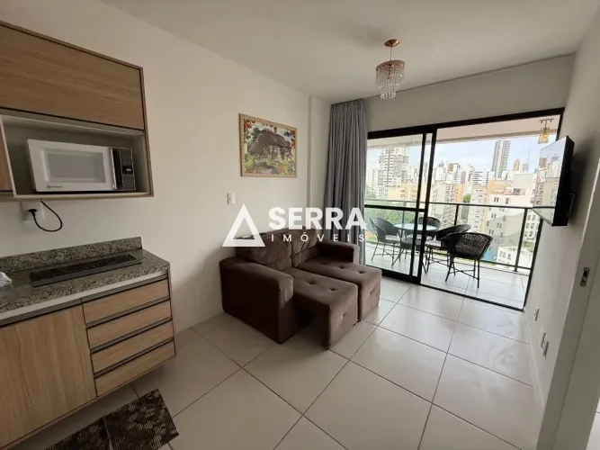 Barra | 1 Quarto | 40 m² | Varanda | Mobiliado | Climatizado | Total Infraestrutura de Laz