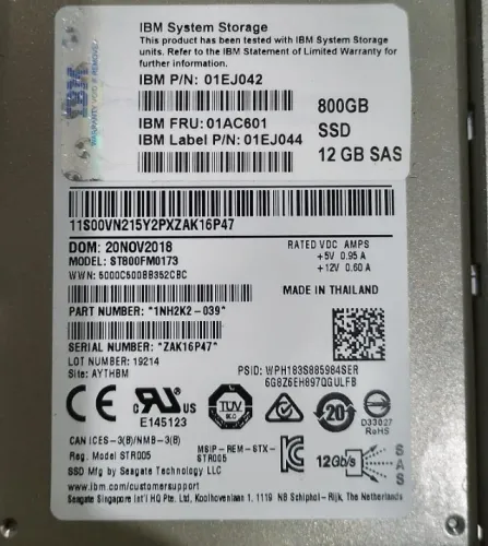 Ssd Ibm 800gb Sas IBM 01EJ042 IBM 01AC601