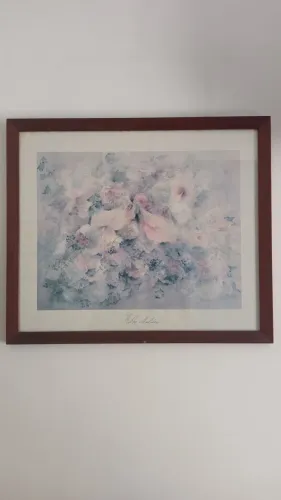 Quadro com flores em aquarela