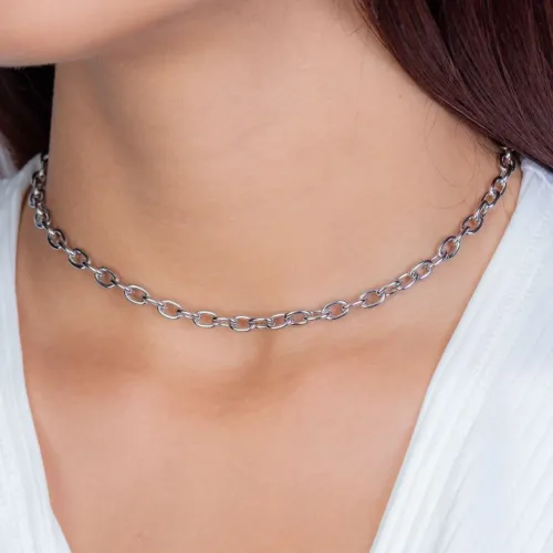 Choker de corrente fina em aço inoxidável