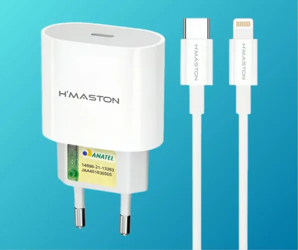 Carregador de Parede 20W com Cabo USB-C e Lightning