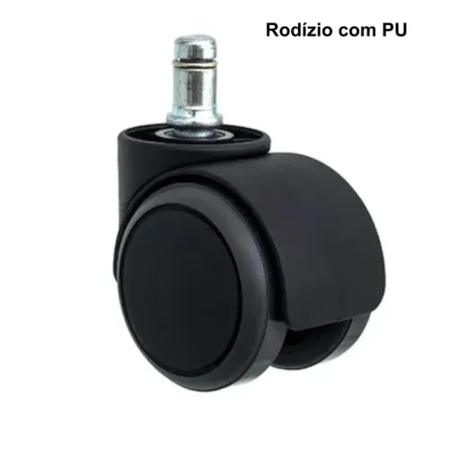 Rodízios para Cadeira com PU Preto Resistentes Silenciosos Suavidade ao Rodar 87705