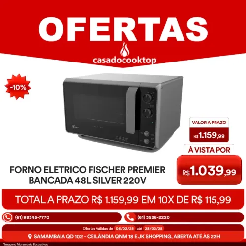 Forno Elétrico Fischer Premier Bancada 48L Silver 220v