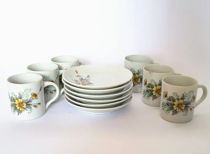Jogo de Café Vintage com Flores