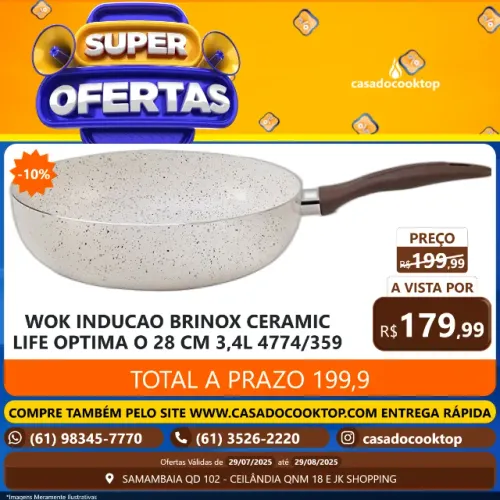 WOK INDUCAO BRINOX CERAMIC LIFE OPTIMA Ø28 CM 3,4L 4774/359
