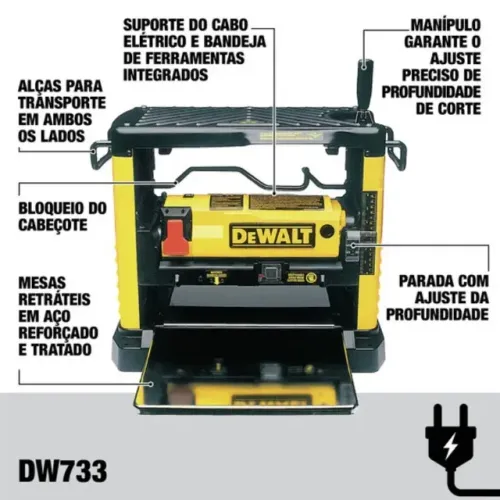 Plaina Desengrossadeira Portátil 1800W 220V DEWALT-DW733