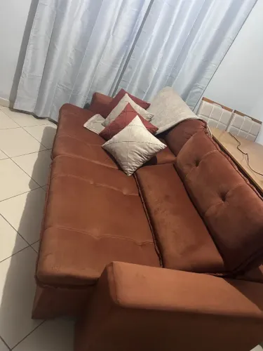 Sofá retrátil e reclinável (terracota) novo