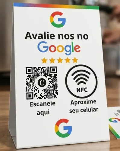 Placa de avaliação do Google. Com tecnologia NFC