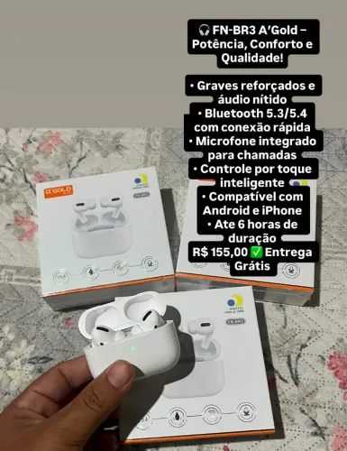 Fone bluetooth FN-BR3 A'Gold - R$155,00