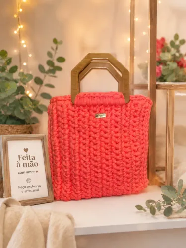     Bolsa Artesanal em crochê nova - Malha Premium sofisticada