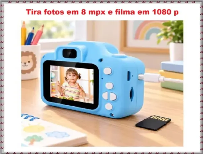 Câmera digital infantil 1080 p Hd - Azul ou Rosa