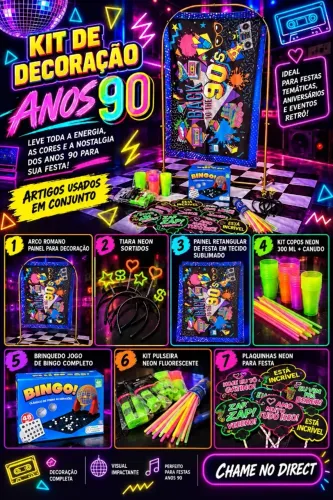 KIT DECORAÇÃO ANOS 90