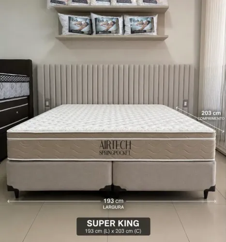 Combo Base Box + Colchão Airtech SpringPocket Molas Ensacadas King - 193x203x67