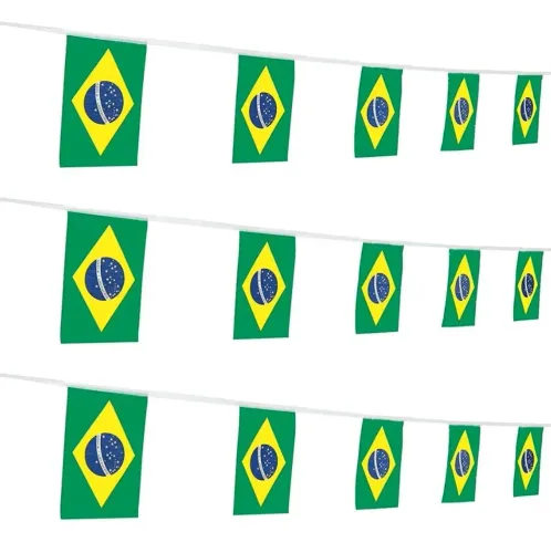 Varal de bandeira Brasil 14x20 cm - 4,5 metros