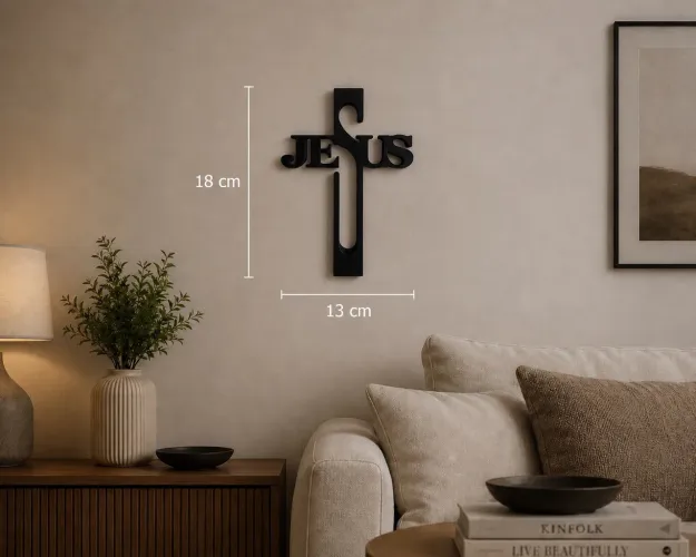 Cruz Decorativa Jesus Vazado Parede Religiosa Sala E Quarto
