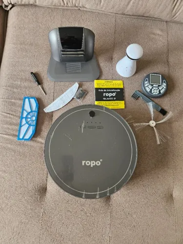 Robô Aspirador Ropo Glass 2 - 4 em 1 (Varre, Aspira, Passa Pano e Esteriliza) + Acessórios