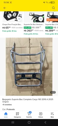 Bagageiro cargo + suporte do bagageiro + 2 parafusos adaptadores do amortecedor