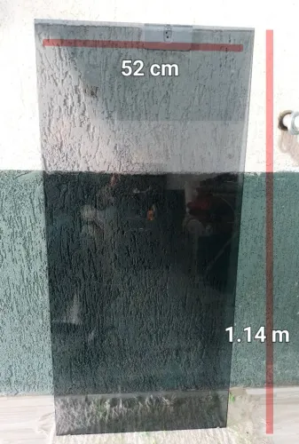 Tampo de vidro  para mesa passa prato, cinza cristal 1.14 m X 52 cm x 8mm, novo ERZIRIO