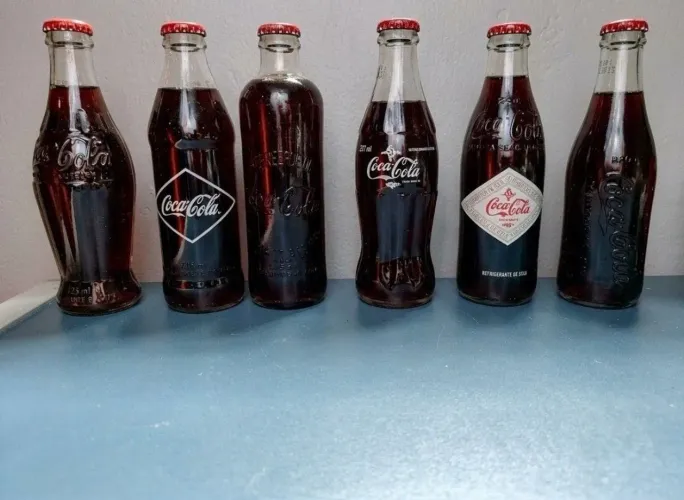 Lote 6 Garrafas Antigas Coca-Cola - Relíquia para Colecionadores