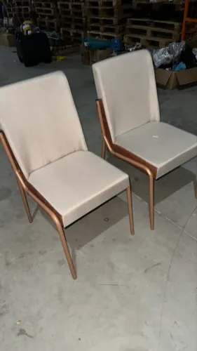 Conjunto Com 2 Cadeiras Carraro Linho Areia E Caramelo