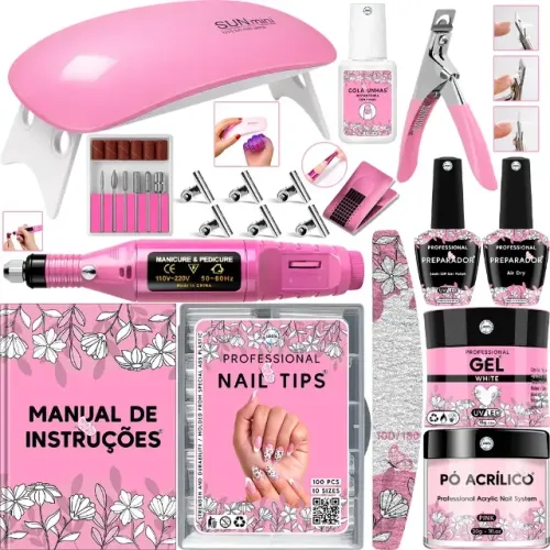 Kit Manicure Lixadeira Eletrica Cabine De Unha Sun Mini