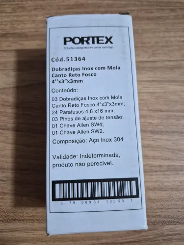 3 Dobradiça inox com mola canto reto fosco 4" 3"x 3mm