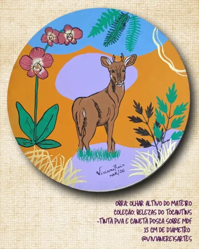 Quadro Olhar Altivo do Mateiro|Coleção Belezas do Tocantins| Pintura sobre MDF| Peça Unica