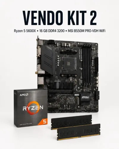 Kit Ryzen 5 5600X + B550M WiFi + 16GB + Gabinete + Water Cooler + Fonte