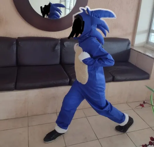 Fantasia Sonic Infantil Luxo Com Capuz Espinhos 3D - Macacão Longo