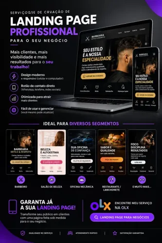 Criação de Landing Page Profissional para Seu Negócio | Barbeiro, Salão e Oficina..
