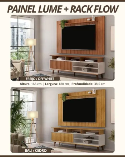 Conjunto Rack com painel Lume