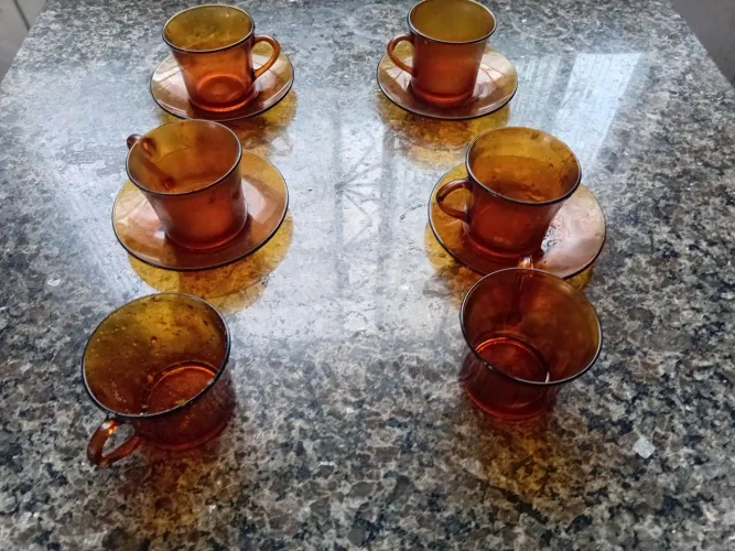 Jogo de chicara de vidro completo com 6 peças completo 