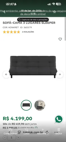 Vendo sofá cama tok stok