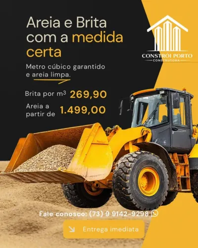 Areia, brita e aterro