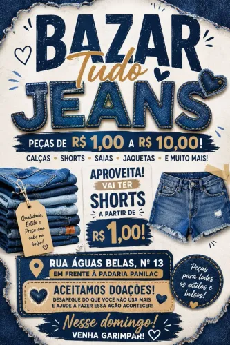 Brechó na Ribeira de jeans nesse domingo