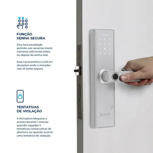 Fechadura de embutir com biometria Elsys DE2000B