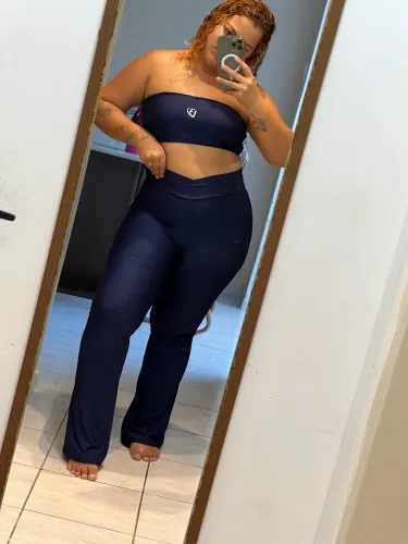 Conjunto calça e top faixa, moda fitness academia