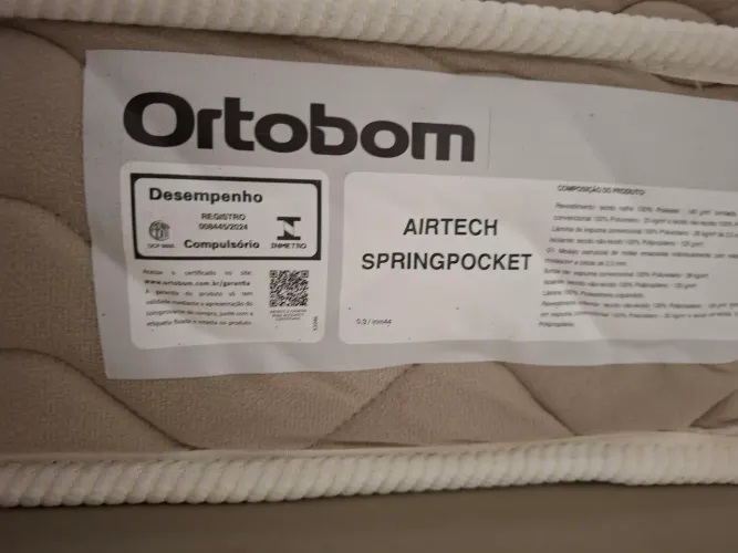 Cama box colchão molas Ortobom + base baú Solteiro 88cm por 188cm