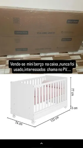 Vende-se um mino berço completo e na caixa,nunca foi usado