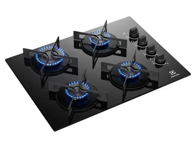 Cooktop 4 Bocas a Gás GLP Electrolux Mesa de Vidro Preto