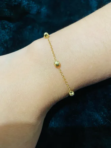 Pulseira ouro 18k em bolinhas 18cm