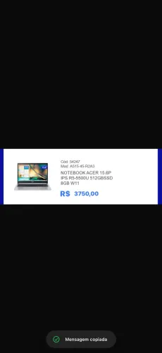 CONNotebook Acer Aspire 5 Ryzen 5 5500U, 8GB RAM, SSD 512GB, Tela 15,6? Full HD, Windows 1