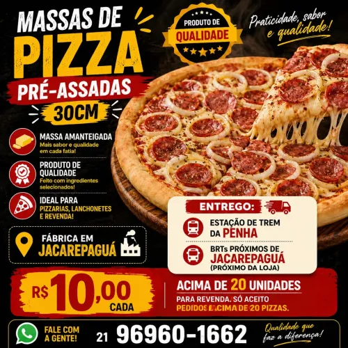 ? MASSAS DE PIZZA PRÉ-ASSADAS 30CM<br>Ideal para pizzarias, lanchonetes e revenda!