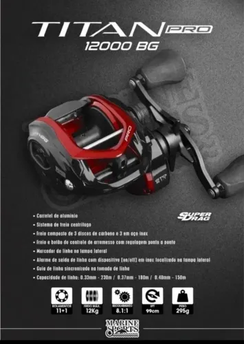 Carretilha Marine Sports Titan Pro 12000 BG para Pesca Direita