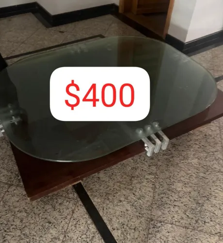 Mesa de centro madeira e vidro grosso blindex