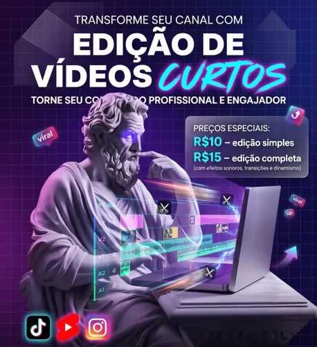 Editor de vídeos profissional! Vídeos curtos para viralizar!