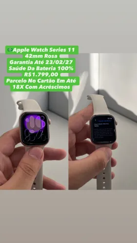 Relógio Apple Watch Series 11 42MM Rosa - Garantia Até 23/02/27 (Usado)