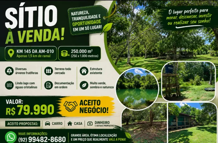 SÍTIO A VENDA BARATO